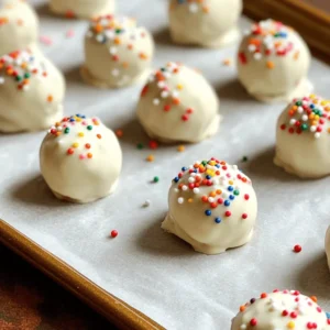 To make Gingerbread Cookie Dough Truffles, you will need a handful of simple ingredients. Here’s the list of what you will need: - 1/2 cup unsalted butter, at room temperature - 3/4 cup packed brown sugar - 1/4 cup molasses - 1 teaspoon vanilla extract - 2 cups all-purpose flour - 2 teaspoons ground ginger - 1 teaspoon ground cinnamon - 1/2 teaspoon ground nutmeg - 1/4 teaspoon ground cloves - 1/2 teaspoon baking soda - 1/4 teaspoon salt - 1/2 cup mini chocolate chips (optional) - 1 cup white chocolate chips (for coating) - Colorful sprinkles (for decoration) These ingredients come together to create a rich and tasty truffle. Each one is full of flavor and festivity. Using quality butter and brown sugar makes a big difference. The spices provide that cozy gingerbread taste we all love. For a fun twist, add mini chocolate chips. They give a nice surprise in every bite! Start by creaming together the butter and brown sugar. Use a large mixing bowl with an electric mixer. Beat until the mix is light and fluffy. Next, add the molasses and vanilla extract. Stir well until the mixture is smooth and fully combined. In another bowl, whisk together the flour and spices. This includes ground ginger, cinnamon, nutmeg, cloves, baking soda, and salt. This step helps spread the spices evenly throughout the dough. Gradually add this dry mix to the wet ingredients. Mix on low speed until a dough forms. Stop mixing as soon as everything is combined. After mixing, chill the dough for at least 30 minutes. This makes it easier to handle. Use a tablespoon or cookie scoop to portion the dough. Roll each portion into a smooth ball. Place the balls on a parchment-lined baking sheet. Return the truffles to the fridge for another 15-20 minutes to set. While the truffles chill, melt the white chocolate chips. Use a microwave-safe bowl to heat them in 30-second bursts. Stir between each interval until smooth. Once melted, dip each chilled dough ball in the white chocolate. Use a fork or toothpick for easy handling. Let any extra chocolate drip off before placing the truffles back on the sheet. While the coating is still wet, add colorful sprinkles on top for a festive look. Let the truffles sit at room temperature or chill again until the chocolate hardens. To get the best texture for your truffles, avoid overmixing the dough. Once you add the flour, mix just until it combines. Overmixing can make the dough tough. I recommend chilling the dough for at least 30 minutes. This helps it firm up and makes rolling easier. When it comes to decorating, use colorful sprinkles for a festive look. You can also try different coatings like crushed candy canes or nuts. For fun shapes, use festive molds before coating. This adds a unique style to your truffles and makes them stand out. For a lovely presentation, arrange the truffles on a festive platter or in a decorative tin. You can sprinkle some extra colorful sprinkles on top for a pop of color. Pair these truffles with warm drinks like hot cocoa or spiced cider. They make a perfect holiday treat! {{image_4}} You can mix up the flavors in your Gingerbread Cookie Dough Truffles. Try using pumpkin spice instead of the usual spices. This change gives a warm, autumn touch. You can also swap out the white chocolate coating. Dark chocolate or milk chocolate can create a richer taste. Each option will give your truffles a unique twist. Think about adding crushed peppermint for a festive flair. This simple swap can make your treats more seasonal and fun. If you need a gluten-free option, use almond flour or coconut flour. These flours work well to keep the truffles tasty. Just remember to check the measurements, as they can differ from all-purpose flour. For a vegan version, swap out butter for coconut oil. Use maple syrup instead of brown sugar. Choose dairy-free chocolate chips for the coating. These easy changes let everyone enjoy your truffles. Store your Gingerbread Cookie Dough Truffles in the refrigerator. Use an airtight container to keep them fresh. Place a piece of parchment paper between layers if you stack them. This helps avoid sticking. For longer storage, you can freeze these truffles. First, freeze them on a baking sheet for about 30 minutes. Once firm, transfer them to a freezer-safe bag or container. Be sure to label the bag with the date so you know when to use them. When stored properly, the truffles last up to two weeks in the refrigerator. In the freezer, they can last for about three months. Watch for signs of spoilage. If you notice any off smells or changes in texture, it’s best to toss them. Always trust your senses when it comes to food safety. To melt chocolate, you can use a microwave or a double boiler. If using a microwave, place the chocolate in a bowl. Heat it in 30-second bursts. Stir after each burst until smooth. This keeps the chocolate from burning. For a double boiler, fill a pot with water. Heat it to a simmer. Place a bowl on top with the chocolate. Stir until it melts. Both methods work well, but watch closely. Yes, you can make these truffles ahead of time. After forming the truffles, store them in an airtight container. Keep them in the fridge for up to one week. You can also freeze them. Just layer them between parchment paper. They can last in the freezer for up to three months. You can change the flavor profile by adding spices or extracts. Try using pumpkin spice instead of ginger. You can also add a splash of orange or almond extract for a twist. Mini chocolate chips add flavor, but you can use nuts too. Experiment with what you enjoy most! Yes, chilling the dough is very important. It helps the dough firm up. This makes it easier to scoop and roll into balls. Chilling also helps the flavors meld together. For best results, chill the dough for at least 30 minutes. In summary, we covered how to make delicious gingerbread cookie dough truffles. You learned about the key ingredients, step-by-step instructions, and tips for the best texture. Drink pairings and creative decorations enhance the experience. Don't hesitate to try flavor variations or dietary adaptations. Proper storage ensures they stay fresh and tasty. Now, it’s time for you to enjoy these festive treats for yourself or share them with others. Happy baking!