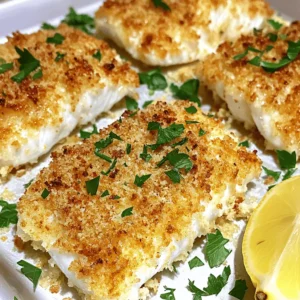 - 4 tilapia fillets - 1 cup freshly grated Parmesan cheese - 1 cup panko breadcrumbs - 2 tablespoons fresh parsley, finely chopped - 1 teaspoon garlic powder - 1 teaspoon onion powder - 1 teaspoon sweet paprika - ½ teaspoon freshly ground black pepper - ½ teaspoon sea salt - 2 tablespoons extra virgin olive oil - 1 tablespoon freshly squeezed lemon juice What can I use instead of tilapia? You can use other fish like cod or haddock. These fish also bake well and have a mild taste. What if I need a gluten-free option? Use gluten-free breadcrumbs instead of panko. They work just as well and keep the crust crispy. Should I use fresh or dried herbs? Fresh herbs like parsley add great flavor. If you use dried, cut the amount in half since they are stronger. First, preheat your oven to 400°F (200°C). This heat is perfect for a crispy crust. Next, line a baking sheet with parchment paper. This makes cleanup easy and prevents sticking. In a medium bowl, combine 1 cup of freshly grated Parmesan cheese with 1 cup of panko breadcrumbs. Add 2 tablespoons of chopped parsley, 1 teaspoon of garlic powder, 1 teaspoon of onion powder, 1 teaspoon of sweet paprika, ½ teaspoon of black pepper, and ½ teaspoon of sea salt. Mix these well. You want a flavorful blend that will give your tilapia a great crunch. In a small bowl, whisk together 2 tablespoons of extra virgin olive oil and 1 tablespoon of freshly squeezed lemon juice. This will keep the fish moist and add flavor. Take each tilapia fillet and dip it into this mixture. Make sure to coat both sides well. Then, dip the fillet into the breadcrumb mix. Press firmly so the crust sticks. Place the fillets on your prepared baking sheet with a little space between each one. Now, it's time to bake! Place the baking sheet in the oven and set a timer for 15-20 minutes. The tilapia is ready when it flakes easily with a fork and the crust turns golden brown. This is the perfect sign that your meal is delicious and cooked just right! To get a great crust, coat the fish evenly. Start by pressing the tilapia into the breadcrumb mix firmly. This helps the crust stick well. For a crispy texture, use panko breadcrumbs instead of regular ones. They add more crunch and lightness. You can spice things up with a few extras. Try adding a pinch of cayenne for heat or some lemon zest for brightness. Fresh herbs like dill or thyme also add great flavor. Pair your tilapia with sides like roasted veggies or a fresh salad. They balance the meal and add more nutrients. Letting the fish rest after baking is key. This step helps keep the moisture in, making each bite tender. For leftovers, reheat them gently in the oven. This keeps the crust crispy. You can also use the microwave, but be careful not to overdo it. {{image_4}} You can make this dish your own with a few simple changes. Try adding fresh lemon zest to the crust for a bright taste. You can also mix in fresh herbs like dill or thyme. They give a fresh and aromatic touch. For a kick, consider using hot paprika or cayenne for some heat. This adds a spicy layer that many will love. Just adjust the amount to suit your taste. Baking the tilapia gives it a light, crispy texture. The fish stays moist, which makes it a winner for me. Fried tilapia, on the other hand, offers a richer flavor. If you prefer frying, use a hot oil that reaches 350°F (175°C). Coat the fish as usual, then fry each fillet until golden brown. This will take about 3-4 minutes per side. Just keep an eye on it to avoid overcooking. A well-rounded meal makes any dish shine. Pair your tilapia with steamed vegetables like broccoli or green beans. A fresh salad with mixed greens and a light vinaigrette adds crunch. For a fun twist, serve the tilapia on a bed of quinoa or rice. To plate, place the fillet at an angle on the plate. Add a lemon wedge and sprinkle some parsley on top for a pop of color. This makes the dish look stunning and taste even better! To keep your baked Parmesan crusted tilapia fresh, store it in the fridge. Place the fillets in an airtight container. This keeps moisture in and prevents odors from mixing. Your leftovers will last for about 2 to 3 days in the fridge. After that, the fish may lose its flavor and texture. If you want to save the tilapia for later, freezing works well. First, let the fish cool completely. Then, wrap each fillet tightly in plastic wrap. Place the wrapped fillets in a freezer bag, removing as much air as possible. They can stay in the freezer for up to 2 months. When you are ready to eat, move the tilapia to the fridge and let it thaw overnight. This method keeps the fish tasting great. To enjoy your tilapia again, reheating is key. The best way to reheat is in the oven. Preheat it to 350°F (175°C). Place the fillets on a baking sheet and cover them with foil. This keeps them moist. Bake for about 10-15 minutes or until heated through. If you use a microwave, set it to low power. Heat in short bursts, checking often. This helps maintain the texture of the crispy crust. I recommend baking tilapia for 15 to 20 minutes at 400°F (200°C). The fish is done when it flakes easily with a fork. This ensures a moist texture and a crispy crust. Yes, you can use frozen tilapia. Just make sure to thaw it first for even cooking. Thaw the fillets in the fridge overnight or run them under cold water for quick thawing. Bake as usual after thawing. I love pairing this tilapia with fresh sides. Here are some great options: - Steamed broccoli - Roasted asparagus - Quinoa salad - Mixed green salad with lemon vinaigrette These sides enhance the dish and add variety to your meal. Tilapia is a good source of protein and low in calories. It contains omega-3 and omega-6 fatty acids, which are great for your heart. Plus, it's easy to cook and very versatile in meals. You now have the tools to make delicious baked Parmesan crusted tilapia. We covered the key ingredients, from tilapia fillets to panko breadcrumbs. You learned how to prepare, coat, and bake for that perfect crust. I shared tips for keeping it crispy and ideas for variations. Don't forget about proper storage and reheating methods. With these steps, you'll enjoy a tasty meal you can make again and again. Dive into experimenting and delight in your culinary creation!