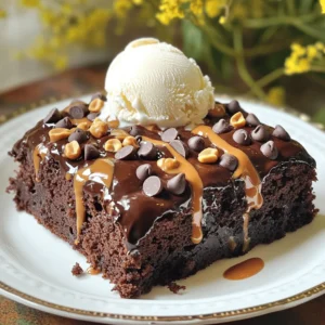 To make the Slow Cooker Peanut Butter Hot Fudge Cake, gather these simple ingredients: - 1 cup all-purpose flour - 1 cup granulated sugar - 1/2 cup unsweetened cocoa powder - 2 teaspoons baking powder - 1/2 teaspoon salt - 1/2 cup milk (whole or 2%) - 1/4 cup unsalted butter, melted - 1/4 cup creamy peanut butter - 1 teaspoon vanilla extract - 1 cup chocolate chips (semi-sweet or dark) - 1 cup hot water (not boiling) - Optional toppings: - 1/2 cup chopped peanuts - Ice cream or whipped cream This cake combines rich flavors with a soft texture. Each ingredient plays a key role in making your dessert special. For instance, cocoa powder gives the cake its deep chocolate flavor, while peanut butter adds a creamy touch. Don't skip the chocolate chips; they melt into gooey pockets of delight. The optional toppings can elevate your dish and add extra crunch. Enjoy the process of gathering these ingredients, as it sets the stage for a delicious treat! Start by gathering your dry ingredients. You need flour, sugar, cocoa powder, baking powder, and salt. Use a whisk to mix these well. This helps make the batter smooth. Make sure there are no lumps. Lumps can ruin the texture of your cake. If you find any, break them apart with the whisk. A good mix sets the stage for a great cake. For the wet mix, you will use milk, melted butter, creamy peanut butter, and vanilla extract. Put these in a bowl. Use a whisk to mix until smooth. Creamy peanut butter is key here. It adds rich flavor and helps the cake stay moist. If you use chunky peanut butter, the texture will change. Stick with creamy for the best results. Now, it’s time to combine the wet and dry mixes. Pour the wet mixture into the dry. Use a spatula or wooden spoon to stir gently. Be careful not to overmix. Lumps in the batter are okay. They can make your cake lighter. After mixing, fold in the chocolate chips. This adds yummy bites of chocolate throughout the cake. Pour the batter into the slow cooker. Spread it out evenly. This helps it cook well. Next, pour hot water over the batter. Do not mix the water in! This will create a fudge layer beneath your cake. The water is key to getting that rich, gooey bottom. Cover the slow cooker with its lid. Set it to low heat for about 2 to 2.5 hours. Check the cake as it cooks. The edges should be set, but the center will be soft. This means it’s done! If it looks too wet in the middle, give it extra time. After cooking, turn off the slow cooker. Let the cake rest for about 15 minutes. This helps the flavors mix. When ready to serve, scoop out portions into bowls. Top with chopped peanuts if you like. Add a scoop of ice cream or whipped cream for extra fun. Enjoy this warm treat with friends or family! To get the best fudge layer, use hot water, not boiling. Pour it gently over the batter. This helps the fudge layer form below the cake. If you want a thicker fudge layer, add a bit more cocoa powder to the batter. You can also adjust the amount of chocolate chips based on your taste. More chips mean more chocolatey goodness! When serving, think about garnishes. Chopped peanuts on top add a nice crunch. A drizzle of warm fudge sauce makes it look fancy. For ice cream, try vanilla, chocolate, or even salted caramel. Each flavor will bring out the richness of the cake. You can also use whipped cream for a lighter touch. If your cake is undercooked, don't worry! Just cover it again and cook for another 15-30 minutes. Check it often to avoid overcooking. To prevent a dry cake, make sure you measure the ingredients accurately. Too much flour can dry it out. Always check the cake's edges; they should be firm while the middle stays soft and fudgy. {{image_4}} For gluten-free options, you can use a gluten-free flour blend. Look for blends that include xanthan gum for the best texture. This swap will keep your cake tasty and safe for those with gluten sensitivities. If you need dairy-free alternatives, use almond milk or coconut milk instead of regular milk. For butter, coconut oil or a dairy-free butter substitute works well. These options maintain creaminess without dairy. Want to spice things up? Adding a teaspoon of cinnamon or a hint of espresso can elevate your cake. Cinnamon gives warmth, while espresso adds a rich depth. Just mix in these spices when combining the dry ingredients. You can also incorporate different nut butters. Try almond or cashew butter for a unique twist. Each nut butter brings its own flavor, making your cake special and fun to experiment with. If you want a quicker bake, you can use the oven. Preheat it to 350°F. Pour the batter into a greased baking dish and bake for about 30-35 minutes. Check for doneness with a toothpick; it should come out clean. For an Instant Pot adaptation, use the pot's cake setting. Pour the batter into a greased pan that fits inside the pot. Add a cup of water to the pot, then cook on high for about 30 minutes. This method creates a moist cake with less cooking time. To keep your cake fresh, store it in an airtight container. Place the cake in the fridge to maintain its taste. It can last up to five days in the refrigerator. If you want it to stay fresh longer, consider freezing it. When you reheat the cake, try to keep the texture soft. The microwave can warm it up quickly. Heat it in 30-second bursts to avoid overcooking. You can also use the oven. Set it to 350°F and warm the cake for about 10 minutes. You can freeze the cake for later enjoyment. Cut it into pieces and wrap each slice in plastic wrap. Then, place the wrapped slices in a freezer bag. To thaw, move the cake to the fridge overnight. You can also warm it gently in the microwave. This will keep it moist and tasty. Yes, you can use different flours. Almond flour and oat flour work well. They can change the texture. Almond flour makes it moist, while oat flour gives a nice flavor. Keep in mind, the cake may not rise as much. You might need to adjust the baking powder too. You can prepare the batter in advance. Mix the dry and wet ingredients separately. Store them in the fridge, but not too long. Bake it the next day for fresh cake. Just remember to let it sit before cooking. This helps the flavors blend well. If you run out of chocolate chips, don’t worry! You can use chopped chocolate bars instead. Cocoa nibs or butterscotch chips also add a nice twist. Even raisins can work if you want a fruity touch. Get creative with what you have on hand! Check the edges of the cake. They should look set and firm. The center will be soft and fudgy. You can also insert a toothpick; it should come out with some moist crumbs. If it comes out clean, it might be overcooked! Yes, you can skip the peanut butter. Use sun butter for a nut-free option. You can also try almond butter for a different flavor. Just adjust the amount to keep the texture right. The cake will still be delicious without it! You now have all the ingredients and steps to make a delicious slow cooker cake. Remember to mix properly and monitor your cake while it cooks. Don't forget the tips for perfecting texture and flavor. This recipe can easily fit into your routine with its variations and storage tips. I hope you feel inspired to try this easy cake. Enjoy your baking adventure and all the tasty treats you will create!