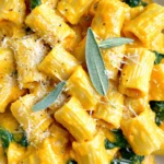 To make creamy roasted butternut squash rigatoni, gather these key ingredients: - Butternut squash - Olive oil - Sea salt and black pepper - Rigatoni pasta - Vegetable broth - Heavy cream or coconut cream - Garlic powder - Onion powder - Nutmeg - Parmesan cheese or nutritional yeast - Fresh baby spinach - Fresh sage leaves Each ingredient plays a role in the dish's flavor and texture. The butternut squash adds a sweet, nutty taste. Olive oil helps with roasting and enhances flavor. Sea salt and black pepper bring out the best in each bite. Rigatoni pasta gives a hearty base to the dish. Vegetable broth adds depth to the sauce. Heavy cream or coconut cream creates that creamy texture. Garlic powder and onion powder provide savory notes. Nutmeg adds warmth and a hint of spice. Grated Parmesan cheese or nutritional yeast gives a rich, cheesy flavor. Fresh baby spinach adds color and nutrition, while sage leaves make a perfect garnish. Each ingredient works together to create a comforting meal that’s not just tasty but also visually appealing. 1. Preheating the oven: Start by setting your oven to 400°F (200°C). This warm temperature helps the squash caramelize nicely. 2. Seasoning the squash: Take your peeled and diced butternut squash. Toss it in a bowl with 1 tablespoon of olive oil, sea salt, and black pepper. Make sure every piece is coated. 3. Roasting technique and timing: Spread the squash on a baking sheet in a single layer. Roast it for 25-30 minutes. Toss it halfway through for even cooking. The squash is ready when it's tender and golden. 1. Boiling water: While the squash roasts, fill a large pot with salted water. Bring it to a rolling boil. 2. Cooking instructions for al dente: Add 12 ounces of rigatoni to the boiling water. Cook according to the package instructions. Drain the pasta but save about 1/2 cup of the water for later. 1. Blending roasted squash with liquid ingredients: In a blender, combine the roasted squash, 1 cup of vegetable broth, 1 cup of heavy cream or coconut cream, 1 teaspoon of garlic powder, 1 teaspoon of onion powder, and 1/2 teaspoon of nutmeg. 2. Adjusting sauce consistency: Blend until smooth. If the sauce is too thick, add some reserved pasta water to reach the desired creaminess. 1. Incorporating rigatoni and spinach: Return the empty pot to the stove. Pour in the creamy sauce and heat for about 5 minutes. Stir in 1 cup of grated Parmesan cheese until melted. 2. Final cooking steps: Add the cooked rigatoni and 1 cup of fresh spinach. Toss until everything is well coated. Cook for another 2-3 minutes until the spinach wilts. Taste and adjust seasoning if needed. Serve hot, garnished with fresh sage leaves and more Parmesan if desired. To ensure even roasting of the squash, spread the cubes in a single layer on the baking sheet. Toss them halfway through cooking. This helps them brown and caramelize evenly. When blending the sauce, make sure to stop and scrape down the sides of the blender. This will help you achieve a smooth sauce without lumps. Adjust the seasoning to your taste. You can add more salt or pepper as needed. For a burst of fresh flavor, consider adding a squeeze of lemon juice. For garnishing, fresh sage leaves add a lovely touch. You can also sprinkle extra Parmesan cheese on top for added richness. For a beautiful plate, serve the rigatoni in shallow bowls. Drizzle the sauce over the pasta and add a sprig of fresh sage on top. This not only looks great but tastes amazing too. Pair your dish with a crisp white wine or a light salad on the side. This will enhance your meal's flavors and make it even more delightful. {{image_4}} You can make this dish dairy-free. Use coconut cream instead of heavy cream. It adds a nice, subtle sweetness. For cheese, try vegan cheese options. Nutritional yeast works well, giving a cheesy flavor without dairy. Feel free to swap out some veggies. Carrots, sweet potatoes, or even kale can add great flavor. You can also change the pasta type. Penne, fusilli, or even gluten-free pasta can work. Make this dish shine in any season. For fall, add warm spices like cinnamon or allspice. In winter, use fresh herbs like rosemary or thyme. They bring a cozy touch to your rigatoni. Store leftovers in an airtight container. This keeps the creamy sauce fresh. You can refrigerate it for up to three days. When you are ready to eat, reheat the rigatoni on the stove over low heat. Add a splash of water or broth to keep it creamy. Stir often to avoid burning. You can freeze this dish if you have too much. Place it in a freezer-safe container. Make sure to leave some space for expansion. It can last for about two months in the freezer. When you're ready to eat, thaw it in the fridge overnight. To reheat, warm it on the stove or microwave. Add a bit of cream or broth to revive the sauce. Stir until it’s heated through and creamy again. Enjoy your delicious meal anytime! Yes, you can use frozen butternut squash. Just thaw it before cooking. The texture may vary, but it can still taste great in this dish. You might need to adjust the roasting time since frozen squash may cook faster. To add spice, try these options: - Add red pepper flakes to the sauce. - Mix in some diced jalapeños or chili peppers. - Stir in a dash of hot sauce before serving. These will give your rigatoni a nice kick. This dish pairs well with: - A fresh green salad. - Garlic bread or crusty rolls. - A light white wine, like Pinot Grigio. These sides balance the creamy rigatoni. Yes, you can prepare the sauce and cook the pasta ahead of time. Store them separately in the fridge. When ready to serve, heat the sauce and toss it with the pasta. This saves time and keeps the dish fresh. Your butternut squash is ready when it is tender and slightly caramelized. You can test it by poking a piece with a fork. If it goes in easily, it’s done. The edges should be golden brown for the best flavor. In this blog post, we explored the creamy roasted butternut squash rigatoni recipe. You learned about the key ingredients, step-by-step instructions, and valuable tips for success. We also discussed variations to make it fit your needs. Remember, cooking is fun and this dish is both warming and delicious. With fresh flavors and simple steps, you can impress anyone at your table. Take these ideas and create your unique version. Enjoy your cooking journey!