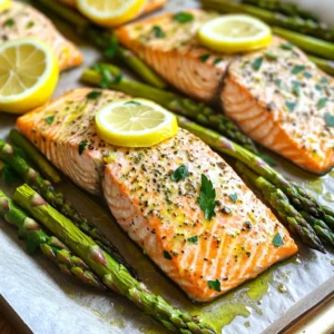- 4 salmon fillets (about 6 oz each) - 1 bunch of asparagus, trimmed - 2 tablespoons olive oil - 2 tablespoons fresh lemon juice - 2 cloves garlic, finely minced - 1 teaspoon lemon zest - 1 teaspoon dried oregano - 1 teaspoon dried basil - Sea salt and black pepper to taste - Lemon slices for garnish - Fresh parsley, chopped for a touch of color When I create this dish, I focus on fresh, high-quality ingredients. Salmon is a great source of protein and omega-3 fatty acids. It gives a rich flavor that pairs well with the bright notes of lemon. Asparagus adds a nice crunch and a pop of color on the plate. I love the simplicity of olive oil, lemon juice, and garlic. They blend perfectly to enhance the fish and veggies. The herbs like oregano and basil add a lovely aroma and taste. They make this dish feel special without extra work. For garnish, fresh parsley adds a burst of green. Lemon slices bring a cheerful look and a hint of zest. Using these ingredients makes the meal not only tasty but also beautiful. This is how I keep cooking fun and enjoyable! - Preheat your oven to 400°F (200°C). - Line a large baking sheet with parchment paper. - In a small bowl, whisk together: - 2 tablespoons olive oil - 2 tablespoons fresh lemon juice - 1 teaspoon lemon zest - Add: - 2 cloves garlic, finely minced - 1 teaspoon dried oregano - 1 teaspoon dried basil - Sea salt and freshly ground black pepper to taste - Place the salmon fillets skin-side down on one side of the sheet pan. - Generously apply half of the herb mixture to the salmon. - Arrange the trimmed asparagus on the other side. - Drizzle the rest of the herb mixture over the asparagus and toss lightly. - Bake for 12-15 minutes at 400°F. - Check doneness by ensuring the salmon flakes easily with a fork. - The asparagus should be tender yet crisp. To get the best salmon, cook it until it reaches 145°F. This is the ideal internal temperature for salmon. You can use a food thermometer to check. To avoid overcooking, keep an eye on the time. Salmon cooks fast, usually in 12-15 minutes. Look for it to flake easily with a fork. If it’s still tough, it needs more time. When choosing asparagus, look for bright green color. The spears should be firm and tight. Avoid ones that are limp or have wrinkled tips. For the best tenderness, snap the ends off. This will remove the tough parts. You can also peel the lower parts for a softer bite. For plating, place the salmon and asparagus side by side. This makes a colorful and inviting dish. Drizzle a bit of extra lemon juice over the top for shine. Use fresh parsley to add a pop of green. Lemon slices can also add a bright touch. You can even place them on top of the salmon. This makes your meal look and taste even better! {{image_4}} You can swap salmon for chicken or shrimp. Chicken works well because it absorbs flavors nicely. Simply adjust the cooking time; chicken may need a bit longer to cook. For shrimp, choose large ones. Toss them in the herb mix and bake for about 8-10 minutes. Both options keep the meal tasty and easy. If you don't have asparagus, use green beans or broccoli. These veggies roast well and add a nice crunch. You can also try bell peppers or zucchini. Slice them into even pieces for cooking. Toss them in the same herb mix for a burst of flavor. Feel free to mix and match for fun! Add flair by using different herbs or spices. Try dill or thyme for a new taste. You can also use flavored oils, like garlic or chili oil, to give a kick. Vinegars, like balsamic or red wine, can brighten the dish too. Experiment with these to find your perfect blend. To keep your cooked salmon and asparagus fresh, cool them first. Place them in an airtight container. Store in the fridge for up to three days. This helps lock in flavors. Avoid using metal containers, as they can affect taste. Use glass or plastic instead. When you reheat salmon, use low heat to keep it moist. The oven is best for even heating. Preheat your oven to 275°F (135°C). Place the salmon on a baking sheet. Cover it with foil to keep moisture in. Warm for about 15 minutes. If using a microwave, heat in short bursts. This prevents drying out. Use a lower power setting for best results. You can freeze both cooked and uncooked portions. For cooked salmon, let it cool completely. Wrap it tightly in plastic wrap, then foil. Label and freeze for up to three months. For uncooked salmon, freeze it in its original packaging, or wrap it well. Thaw in the fridge overnight for best results. Avoid defrosting in warm water, as it can cook the fish unevenly. Salmon usually takes about 12 to 15 minutes to bake at 400°F (200°C). It should be opaque and flake easily with a fork when done. Cooking time can vary with the thickness of the fillet. Yes, you can use frozen salmon. Just make sure to thaw it first. Place it in the fridge overnight or run it under cold water for a quicker thaw. This helps ensure even cooking. Lemon herb salmon tastes great with many sides. Here are a few options: - Brown rice or quinoa - Mixed green salad - Roasted potatoes - Garlic bread These sides will complement the flavors of the salmon. Absolutely! You can make the lemon herb mixture ahead of time. Just store it in an airtight container in the fridge. It will stay fresh for up to three days. This saves time when you're ready to cook. Yes, there are many low-carb sides to enjoy with this dish. Some good choices include: - Cauliflower rice - Steamed broccoli - Sautéed spinach - Zucchini noodles These options keep the meal healthy while adding variety. This recipe for lemon herb salmon serves as a quick and tasty meal. We covered the main ingredients, like salmon and asparagus, and learned how to mix the herbs. You now know tips for perfect cooking and ways to swap ingredients for variety. Remember, you can store leftovers and even freeze portions for later use. I hope these ideas inspire you to enjoy cooking at home and try new flavors. Happy cooking!