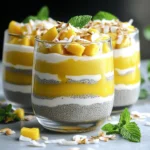 - 1 cup coconut milk - 1 cup almond milk - 1/4 cup chia seeds - 2 tablespoons maple syrup (or honey) - 1 ripe mango, diced - 1/2 teaspoon vanilla extract - Pinch of salt - Toasted coconut flakes - Fresh mint leaves What are the nutritional values of chia seeds? Chia seeds are small but mighty. They are rich in fiber, protein, and omega-3 fatty acids. Just two tablespoons provide you with a good amount of calcium, magnesium, and antioxidants. These nutrients support heart health and can help you feel full longer. What are the benefits of coconut milk? Coconut milk is creamy and delicious. It has healthy fats called medium-chain triglycerides (MCTs). MCTs can boost your energy and may help with weight loss. Coconut milk also adds a rich flavor to dishes without dairy. Why is mango considered a superfood? Mango is more than just sweet and juicy. It is packed with vitamins A and C, which are great for your skin and eyes. Mango also contains fiber, which supports your digestion. Plus, it adds a bright flavor that makes any dish shine. These ingredients not only make your mango coconut chia pudding tasty but also boost your health with every spoonful. Enjoy this treat knowing you're nourishing your body! You need about 10 minutes to prepare this dish. After mixing, let the pudding chill for at least 4 hours, or overnight for the best texture. First, grab a medium-sized mixing bowl. Pour in 1 cup of coconut milk and 1 cup of almond milk. Add 2 tablespoons of maple syrup (or honey) for sweetness. Then, mix in 1/2 teaspoon of vanilla extract and a pinch of salt. Whisk everything together until it is smooth and well-blended. Next, gently fold in 1/4 cup of chia seeds. Make sure there are no clumps. Let the mixture sit for about 5 minutes. This is key, as it helps the chia seeds absorb the liquid. After 5 minutes, whisk again to spread the chia seeds evenly. This ensures they won’t sink to the bottom. Now, cover the bowl with plastic wrap or a lid. Place it in the fridge for at least 4 hours. For a thicker pudding, leave it overnight. This chilling time allows the chia seeds to expand and gives the pudding its creamy texture. After chilling, take the pudding out of the fridge. Stir it well for a smooth finish. To serve, use clear glass cups or bowls. Start with a layer of chia pudding, followed by a layer of diced mango. Repeat these layers until you reach the top. Make sure to finish with a layer of mango for a bright look. Garnish each cup with toasted coconut flakes and a few fresh mint leaves. This adds a nice touch to your pudding. To avoid clumps, whisk the base well after adding chia seeds. I recommend whisking for about a minute. This helps mix everything well. After letting it sit for 5 minutes, whisk again. This final whisk will ensure the chia seeds spread out evenly. You’ll know the pudding is ready when it feels thick and creamy. Garnish your pudding with toasted coconut and fresh mint leaves. This adds flavor and makes it look beautiful. Use clear glass cups for serving. This way, you can show off the vibrant layers of mango and pudding. If you want a creamy touch, drizzle some extra coconut milk on top just before serving. If you want to change the sweetness, try using honey instead of maple syrup. You can also add more or less based on your taste. For a unique twist, consider using agave syrup or stevia. Start with less sweetener, then taste and adjust to your liking. This makes your pudding perfect for your sweet tooth! {{image_4}} You can easily change the taste of your mango coconut chia pudding. Adding a pinch of cinnamon or nutmeg gives a warm spice. These spices add a nice twist without overpowering the flavors. You can also mix in other fruits. Fresh berries like strawberries or blueberries add a burst of color and taste. Kiwi slices add a tangy flavor too. The fun part is you can experiment and find your favorite mix! If you want more flavor, try different milk options. You can use oat milk or soy milk instead of almond milk. Each milk type brings its unique taste to the pudding. For sweetness, consider vegan options like agave syrup or date syrup. These options keep your pudding plant-based and delicious. Making chia pudding parfaits is a fun way to serve this treat. Layer the chia pudding with yogurt for added creaminess. You can also add granola for crunch. This adds a nice texture contrast. Try using clear cups or jars to show off the layers. You can even top it off with extra mango or a drizzle of coconut milk for a gorgeous finish. This makes your pudding not just tasty, but also beautiful! To store leftover pudding, place it in an airtight container. This keeps it fresh and tasty. You can also cover the bowl with plastic wrap. The pudding should last about 3 to 5 days in the fridge. Check for any signs of spoilage before enjoying it again. If you want to store it longer, freeze the pudding. Pour it into freezer-safe containers, leaving some space at the top. This allows for expansion. When you want to eat it, take it out and thaw it in the fridge overnight. The texture may change slightly, so stir well after thawing to restore creaminess. Yes, you can use other milk types. Almond and coconut milk are great options. You can also try oat milk or soy milk. Each will add its own flavor. Just keep the same amounts in the recipe. The pudding needs at least 4 hours to chill. For the best texture, chill it overnight. This time allows chia seeds to soak up the milk. They expand and create a thick pudding. Yes, this recipe is gluten-free. Chia seeds, coconut milk, and almond milk do not contain gluten. You can enjoy this pudding without worry if you have gluten sensitivity. You can prepare this pudding in advance. Make it a day ahead for a quick treat. Store it in the fridge in an airtight container. It stays fresh for up to 5 days. This makes it perfect for meal prep! This blog post covered a simple and tasty chia pudding recipe. You learned about the ingredients, health benefits, and step-by-step instructions. I shared tips for perfect texture and easy variations. With the right mixing and chilling, your chia pudding can be both creamy and refreshing. You now have everything you need to impress friends with delicious and healthy servings. Enjoy experimenting with flavors and making this pudding your own!