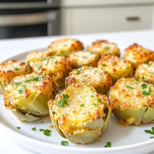 - 1 can (14 oz) artichoke hearts (drained and rinsed) - 2 tablespoons extra virgin olive oil - 3 cloves of garlic (finely minced) - 1 teaspoon freshly squeezed lemon juice - 1/2 teaspoon fine sea salt - 1/4 teaspoon freshly ground black pepper - 1/2 cup freshly grated Parmesan cheese - 1 teaspoon dried oregano - Optional: Chopped fresh parsley for garnish Gather these ingredients to create a tasty dish. Start with a can of artichoke hearts. Make sure they are drained and rinsed well. Next, grab some high-quality extra virgin olive oil. This oil adds great flavor. You also need minced garlic. Fresh garlic gives the best taste. Don’t forget the lemon juice. It brightens the dish and adds a nice zing. For seasoning, you will need sea salt and black pepper. These spices enhance the flavors. Parmesan cheese is key for richness. Use freshly grated cheese for the best results. Finally, add dried oregano for a hint of earthiness. If you want, sprinkle some fresh parsley on top for color. Now you have everything you need. Let’s make these delicious air fryer garlic Parmesan artichoke hearts! To prepare the artichoke hearts, start with a can of artichoke hearts. Drain them well and rinse under cold water. This step removes excess salt and ensures freshness. Place the artichoke hearts in a large mixing bowl. Next, pour in 2 tablespoons of extra virgin olive oil. Add 3 cloves of finely minced garlic, 1 teaspoon of freshly squeezed lemon juice, 1/2 teaspoon of fine sea salt, and 1/4 teaspoon of freshly ground black pepper. Gently stir with a spatula or spoon. Make sure each artichoke heart gets a nice coat of the mixture. Once combined, sprinkle in 1/2 cup of freshly grated Parmesan cheese and 1 teaspoon of dried oregano. Toss the artichokes lightly again. You want them to be evenly coated with that cheesy, herby goodness. Before cooking, preheat your air fryer to 375°F (190°C). This step takes about 3-5 minutes and helps ensure even cooking. Now, carefully arrange the coated artichoke hearts in a single layer in the air fryer basket. If your air fryer is small, cook in batches. Avoid overcrowding to get the best crispiness. Cook the artichoke hearts for 10-12 minutes. Halfway through, gently shake the basket. This helps them crisp evenly. They are done when they turn a lovely golden brown and reach that perfect crunchy texture. After cooking, transfer the artichokes to a serving platter. For a pop of color and flavor, garnish with freshly chopped parsley if you like. Serve these warm as a tasty appetizer or snack. You can pair them with marinara or aioli for dipping. Enjoy the delightful crispy textures and bold flavors of your air fryer garlic Parmesan artichoke hearts! To make your air fryer garlic Parmesan artichoke hearts even better, try adding herbs or spices. Fresh basil or thyme can give a nice twist. You could also use smoked paprika for a hint of heat. Mixing in a pinch of red pepper flakes can add some spice. Using different types of cheese can also change the flavor. Instead of just Parmesan, try mixing in some mozzarella or feta. Each cheese will bring its own taste. This way, you can create your perfect blend of flavors. When air frying, preheat your air fryer for best results. Set it to 375°F (190°C) for about 3-5 minutes. This step helps cook the artichokes evenly. To ensure crispiness, avoid overcrowding the basket. If needed, cook in batches. Shake the basket halfway through cooking. This helps the artichokes crisp up on all sides, creating that perfect texture. Garnishing can make your dish more appealing. Adding freshly chopped parsley on top adds color and freshness. You can also sprinkle some extra Parmesan for a cheesy finish. For serving, present them warm on a lovely platter. Pair with marinara or aioli for dipping. This makes your artichoke hearts a tasty appetizer or a fun snack for sharing. {{image_4}} You can make this dish lighter. Use low-fat cheese, like part-skim mozzarella. It melts well and keeps the flavor. For a dairy-free version, swap cheese for nutritional yeast. It adds a nutty taste and is vegan-friendly. If you can't find artichoke hearts, use canned mushrooms or even roasted peppers. They both have a nice texture. For olive oil, try avocado oil or coconut oil. Both oils give a different flavor but still taste great. Get creative with cheese! Mix in feta or goat cheese for a tangy twist. You can also add spices, like paprika or chili flakes, for heat. Want more veggies? Toss in sliced bell peppers or spinach. For protein, add cooked chicken or shrimp for a hearty snack. To keep your artichoke hearts fresh, store them in the fridge. Place them in an airtight container. Make sure they cool down before sealing. This keeps them crispy longer. If you want to save some for later, layer them with parchment paper. This helps to prevent sticking. To reheat your artichoke hearts, use the air fryer. Set it to 350°F (175°C) and cook for about 5 minutes. This restores their crispness. Shake the basket halfway through to heat evenly. If you don’t have an air fryer, you can use a regular oven. Preheat the oven to 350°F (175°C) and bake for about 10 minutes. Keep an eye on them to avoid drying out. Can I use frozen artichoke hearts? Yes, you can use frozen artichoke hearts. Just thaw and drain them well. This helps keep the artichokes crisp when cooking. How do I know when the artichokes are done? You can tell when they are done by looking for a golden brown color. They should also feel crispy to the touch. Can I use a traditional oven instead of an air fryer? Yes, you can bake them in a regular oven. Set it to 400°F (200°C) and bake for 15-20 minutes. Why are my artichoke hearts not crispy? If they aren't crispy, they may be too crowded in the air fryer. Make sure to spread them out. Also, check that you used enough oil. What to do if they're overcooked? If your artichokes are overcooked, there isn't much you can do. You can try adding a creamy dip to help balance the texture. What can I serve with air fryer artichoke hearts? Serve them warm with marinara sauce or aioli for dipping. They make a great appetizer or snack. Are there any wine pairings? A crisp white wine, like Sauvignon Blanc, pairs well with the flavors. It complements the garlic and cheese nicely. This blog discussed how to make delicious air fryer artichoke hearts. We covered ingredients, preparation, and cooking steps. You learned tips to enhance flavor and found variations for health needs. We also gave advice on storing leftovers and reheating them properly. In the end, enjoy this tasty dish in many ways. Experiment with it to make it your own. Happy cooking!
