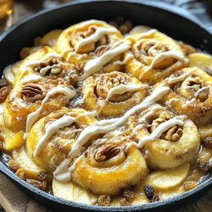 To create this delightful dessert, gather these essential ingredients: - 2 large apples, peeled, cored, and diced into bite-sized pieces - 1 package (8 rolls) refrigerated cinnamon roll dough - 1/4 cup packed brown sugar - 1 teaspoon ground cinnamon - 1/4 cup unsalted butter, melted - 1/4 cup chopped pecans (optional for added crunch) - 1/4 cup raisins (optional for sweetness) - 1 teaspoon pure vanilla extract - 1/2 cup light cream cheese frosting (provided in the cinnamon roll package) Want to boost the flavor? Try these add-ins: - Chopped walnuts for a nutty taste - A pinch of nutmeg for warmth - Sliced bananas for fruitiness - A drizzle of maple syrup for extra sweetness For this recipe, make sure you have: - A cast-iron skillet or any oven-safe skillet - A sharp knife or kitchen scissors for cutting the rolls - A mixing spoon for stirring the ingredients - An oven mitt for safe removal from the oven - A serving spoon to dish out the warm skillet dessert With these ingredients and tools, you'll create a warm and inviting dish that everyone will love! Start by preheating your oven to 350°F (175°C). Grab a cast-iron skillet or any oven-safe skillet. Melt 1/4 cup of unsalted butter over medium heat until it bubbles. Add 2 large apples, peeled, cored, and diced into bite-sized pieces. Next, sprinkle in 1/4 cup of packed brown sugar, 1 teaspoon of ground cinnamon, and 1 teaspoon of pure vanilla extract. Stir everything well to coat the apples. Cook for about 5 minutes. You want the apples to soften but stay firm. If you like a crunch, fold in 1/4 cup of chopped pecans and 1/4 cup of raisins for sweetness. This step adds flavor and texture to your dish. Open the package of refrigerated cinnamon roll dough. Cut each roll into quarters with a sharp knife or kitchen scissors. This helps them cook evenly. After the apples are ready, remove the skillet from the heat. Spread the quartered cinnamon roll pieces evenly over the apples. Make sure they cover the apples well. Now, place the skillet in the preheated oven and bake for 25-30 minutes. Watch for the cinnamon rolls to turn golden brown. You should also see the apples bubbling in their sweet juices. When the skillet is done baking, take it out of the oven. Let it cool for a few minutes. Then, drizzle the cream cheese frosting from the cinnamon roll package on top. Make a fun zigzag pattern for a nice look. Serve the Warm Cinnamon Roll Apple Skillet warm. Use a large spoon or fork to scoop out portions. Enjoy the blend of warm spices and sweet apples with each bite! To get soft apples, choose firm ones like Granny Smith or Honeycrisp. These apples hold their shape well. Start by peeling and coring them. Dice them into small pieces, about one inch in size. Cook them for about five minutes in butter. This short time helps soften them without turning mushy. Stir them often to coat them with sugar and cinnamon. This step makes the apples sweet and tasty. Using refrigerated cinnamon roll dough is easy and fun. Open the package carefully. Cut each roll into four pieces. This size cooks well and mixes nicely with the apples. Spread the pieces over the apples in the skillet. Make sure they cover the apples evenly. This way, every bite has both cinnamon rolls and apples. To make your dish look great, serve it right from the skillet. This adds a cozy feel. Drizzle the cream cheese frosting in a fun zigzag pattern on top. For an extra touch, add a scoop of vanilla ice cream beside it. A sprinkle of cinnamon on top enhances the look and flavor. Use a large spoon to serve generous portions for everyone. This dessert will wow your guests! {{image_4}} You can switch up the apples in this recipe. Try pears, peaches, or berries instead. Each fruit will give a new taste. For example, peaches add a sweet, juicy flavor. Berries bring a nice tartness. Just make sure to adjust the sugar based on the fruit's sweetness. Keep the cooking time similar. This way, your dish stays delicious and fun! While the cream cheese frosting is great, you can explore other choices. Try using vanilla icing or a drizzle of caramel sauce. You could even make a simple glaze with powdered sugar and milk. This gives a lighter touch. If you want a healthier option, use Greek yogurt mixed with honey. Each choice changes the flavor and style of your dish. To make this dessert a bit healthier, you can swap some ingredients. Use whole wheat cinnamon roll dough instead of regular. This adds more fiber. You can also reduce the brown sugar by half. The apples will still add sweetness. If you want, add some oats for extra texture. This creates a tasty, nutritious twist on the classic recipe. To keep your Warm Cinnamon Roll Apple Skillet fresh, let it cool down first. Once cool, cover it tightly with plastic wrap or aluminum foil. You can also place it in an airtight container. Store it in the fridge for up to three days. The flavors will stay good, but the texture may change a bit. When you want to enjoy the leftovers, preheat your oven to 350°F (175°C). Place the skillet in the oven for about 10-15 minutes. This warms it up and helps revive the soft texture. If you are in a hurry, you can use the microwave. Place a portion on a microwave-safe plate and heat it for 30 seconds. Check if it's warm enough; if not, heat in 15-second bursts. If you want to save some for later, you can freeze the dish. First, let it cool completely. Then, slice it into portions and wrap each piece in plastic wrap. Place the wrapped pieces in a freezer-safe bag or container. You can freeze it for up to three months. To reheat, let it thaw in the fridge overnight, then warm it up in the oven or microwave. Yes, you can use homemade cinnamon rolls. The key is to cut them into bite-sized pieces, just like the refrigerated ones. This ensures even cooking. Homemade rolls may add a fresh taste and a personal touch to your dish. It takes about 25 to 30 minutes to bake the skillet dish. Keep an eye on it as it bakes. You want the cinnamon roll pieces to turn golden brown and the apples to bubble. This baking time allows the flavors to meld beautifully. You can serve this dish with a scoop of vanilla ice cream. The cold ice cream pairs well with the warm skillet. Whipped cream is also a great choice for added creaminess. A sprinkle of cinnamon on top adds a nice touch. Enjoy it warm for the best experience! This blog post covered how to make a Warm Cinnamon Roll Apple Skillet. We explored the key ingredients, optional add-ins, and tools needed. I shared step-by-step instructions and helpful tips to ensure soft apples and great dough. We also discussed tasty variations and how to store leftovers properly. In summary, this dish is fun and easy to make. It’s a delicious treat for anyone. Enjoy the process and share it with friends!