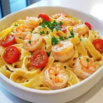 To make this dish, you need a few key ingredients. Here’s what you’ll need: - 8 oz fettuccine pasta - 1 lb large shrimp, peeled and deveined - 1 tablespoon Cajun seasoning - 2 tablespoons olive oil - 3 cloves garlic, minced - 1 cup heavy cream - 1 cup chicken broth - 1 cup cherry tomatoes, halved - 1/2 cup grated Parmesan cheese - 1/4 cup fresh parsley, chopped - Salt and pepper to taste These ingredients create a rich, creamy sauce with a spicy kick. You can add extra ingredients to boost the dish's flavor. Some ideas include: - A squeeze of fresh lemon juice for brightness - Red pepper flakes for more heat - Fresh basil for a herbaceous touch - A splash of white wine for depth These additions can take your dish to the next level. If you follow a specific diet, you can still enjoy this recipe. Here are some swaps: - Use gluten-free pasta for a gluten-free option - Swap shrimp for chicken or tofu for protein - Use vegetable broth instead of chicken broth for a vegetarian dish - Replace heavy cream with coconut milk for a lighter version These substitutions allow you to customize the dish to fit your needs. Start by boiling water in a large pot. Add a pinch of salt to the water. Once it’s boiling, add 8 ounces of fettuccine pasta. Cook it according to the package instructions until it's al dente. This means it should be firm yet tender. After cooking, drain the pasta and set it aside. In a mixing bowl, take 1 pound of large shrimp that are peeled and deveined. Sprinkle 1 tablespoon of Cajun seasoning over them. Toss the shrimp gently to coat them evenly with the spices. This step adds a kick of flavor to your dish. Heat 2 tablespoons of olive oil in a large skillet over medium heat. Once the oil shimmers, add the seasoned shrimp in a single layer. Cook them for about 2-3 minutes per side until they turn pink and opaque. Remove the shrimp from the skillet and set them aside. Next, add 3 minced garlic cloves to the same skillet. Sauté for 1 minute until fragrant, avoiding any burning. Pour in 1 cup of chicken broth and scrape up any bits from the skillet. Bring it to a gentle simmer. Stir in 1 cup of heavy cream and let it simmer for 2 minutes to thicken slightly. Now, add the halved cherry tomatoes and the cooked shrimp back to the skillet. Stir gently to mix everything in the creamy sauce. Gradually mix in 1/2 cup of grated Parmesan cheese. Let it melt as you stir. Taste the sauce and season with salt and pepper as needed. Finally, add the cooked fettuccine, tossing it gently to coat with the sauce. Serve it warm and garnish with 1/4 cup of fresh chopped parsley for a burst of color. To cook shrimp well, start with fresh shrimp. You want them peeled and deveined. Heat olive oil in a skillet until it shimmers. Add the shrimp in a single layer. Cook each side for 2-3 minutes. Look for a pink, opaque color. If you overcook them, they become tough and chewy. For a rich, creamy sauce, use heavy cream. Stir it in after the garlic is golden. Let it simmer for about two minutes. This helps it thicken nicely. Adding grated Parmesan cheese boosts the creaminess. Stir it until it melts into the sauce. Always cook your pasta al dente. It will soften more when mixed with the sauce. Save some pasta water to adjust the sauce if needed. Remember to taste and adjust salt and pepper. Fresh parsley adds brightness at the end. Enjoy the flavors of your Creamy Cajun Shrimp Pasta! {{image_4}} You can boost the nutrition in your creamy Cajun shrimp pasta by adding veggies. Try bell peppers, spinach, or zucchini. These add color and taste. Start by sautéing them with the garlic. They will cook quickly and stay crunchy. Toss in some peas or asparagus for extra texture. You can even add broccoli for a healthy touch. Want more heat? You can add extra Cajun seasoning or red pepper flakes. If you prefer it milder, use less seasoning. You can also mix in a bit of cream or yogurt to cool down the dish. Taste as you go. This way, you find the perfect balance for your palate. Shrimp are great, but other proteins work well too. You can use chicken or sausage for a tasty twist. If you choose chicken, cut it into small pieces and cook it until it's done. For sausage, slice it and brown it in the skillet. Each protein brings its own flavor, making the dish unique every time. If you have extra Creamy Cajun Shrimp Pasta, store it in an airtight container. Let the pasta cool before sealing it. This helps keep the flavors fresh. The leftovers last about three days in the fridge. Make sure to label the container with the date. To reheat the pasta, place it in a skillet over medium heat. Add a splash of chicken broth or cream to help revive the sauce. Stir gently until heated through. You can also use the microwave. Heat in short intervals, stirring in between to warm it evenly. If you want to freeze the pasta, place it in a freezer-safe container. It can last up to two months in the freezer. When ready to eat, thaw it overnight in the fridge. Reheat as mentioned earlier. Be aware that the texture may change slightly after freezing. Yes, you can prepare this dish ahead of time. Cook the pasta and shrimp, then store them separately. Keep the creamy sauce in an airtight container. When you're ready to eat, reheat the sauce on low heat. Add the pasta and shrimp, mixing gently until warm. Creamy Cajun Shrimp Pasta pairs well with many sides. Here are a few ideas: - Garlic bread - Caesar salad - Roasted vegetables - Grilled corn on the cob These sides will complement the flavors of the pasta. To make this dish gluten-free, swap regular fettuccine for gluten-free pasta. You can find many options made from rice or chickpeas. Ensure your Cajun seasoning is gluten-free as well. This way, you can enjoy the same rich taste without gluten. Yes, you can make a tasty vegetarian version. Replace shrimp with sautéed mushrooms or zucchini. Use vegetable broth instead of chicken broth. You can also add spinach or bell peppers for extra flavor and nutrition. This way, you keep the creamy sauce and spice while making it meat-free. You learned how to make creamy Cajun shrimp pasta step by step. We covered essential and optional ingredients to get the best flavor. You can even adjust the recipe for any diet. I shared tips for cooking shrimp and keeping the sauce creamy. This dish is easy to store and reheat, making it perfect for leftovers. Remember, there are many ways to customize it with veggies or different proteins. With this guide, you can create a delicious meal that’s sure to impress anyone at your table. Enjoy cooking!