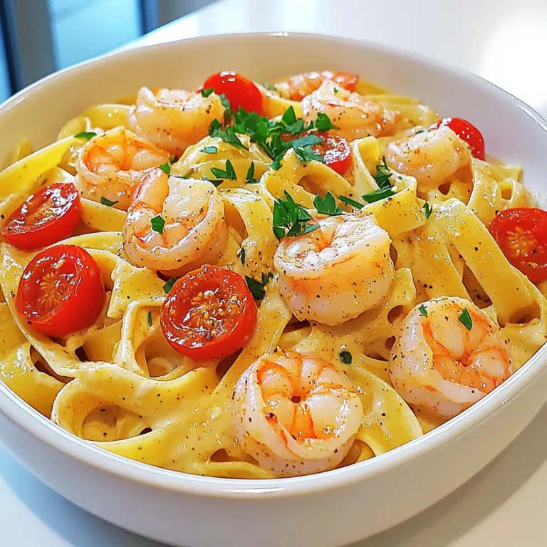 To make this dish, you need a few key ingredients. Here’s what you’ll need: - 8 oz fettuccine pasta - 1 lb large shrimp, peeled and deveined - 1 tablespoon Cajun seasoning - 2 tablespoons olive oil - 3 cloves garlic, minced - 1 cup heavy cream - 1 cup chicken broth - 1 cup cherry tomatoes, halved - 1/2 cup grated Parmesan cheese - 1/4 cup fresh parsley, chopped - Salt and pepper to taste These ingredients create a rich, creamy sauce with a spicy kick. You can add extra ingredients to boost the dish's flavor. Some ideas include: - A squeeze of fresh lemon juice for brightness - Red pepper flakes for more heat - Fresh basil for a herbaceous touch - A splash of white wine for depth These additions can take your dish to the next level. If you follow a specific diet, you can still enjoy this recipe. Here are some swaps: - Use gluten-free pasta for a gluten-free option - Swap shrimp for chicken or tofu for protein - Use vegetable broth instead of chicken broth for a vegetarian dish - Replace heavy cream with coconut milk for a lighter version These substitutions allow you to customize the dish to fit your needs. Start by boiling water in a large pot. Add a pinch of salt to the water. Once it’s boiling, add 8 ounces of fettuccine pasta. Cook it according to the package instructions until it's al dente. This means it should be firm yet tender. After cooking, drain the pasta and set it aside. In a mixing bowl, take 1 pound of large shrimp that are peeled and deveined. Sprinkle 1 tablespoon of Cajun seasoning over them. Toss the shrimp gently to coat them evenly with the spices. This step adds a kick of flavor to your dish. Heat 2 tablespoons of olive oil in a large skillet over medium heat. Once the oil shimmers, add the seasoned shrimp in a single layer. Cook them for about 2-3 minutes per side until they turn pink and opaque. Remove the shrimp from the skillet and set them aside. Next, add 3 minced garlic cloves to the same skillet. Sauté for 1 minute until fragrant, avoiding any burning. Pour in 1 cup of chicken broth and scrape up any bits from the skillet. Bring it to a gentle simmer. Stir in 1 cup of heavy cream and let it simmer for 2 minutes to thicken slightly. Now, add the halved cherry tomatoes and the cooked shrimp back to the skillet. Stir gently to mix everything in the creamy sauce. Gradually mix in 1/2 cup of grated Parmesan cheese. Let it melt as you stir. Taste the sauce and season with salt and pepper as needed. Finally, add the cooked fettuccine, tossing it gently to coat with the sauce. Serve it warm and garnish with 1/4 cup of fresh chopped parsley for a burst of color. To cook shrimp well, start with fresh shrimp. You want them peeled and deveined. Heat olive oil in a skillet until it shimmers. Add the shrimp in a single layer. Cook each side for 2-3 minutes. Look for a pink, opaque color. If you overcook them, they become tough and chewy. For a rich, creamy sauce, use heavy cream. Stir it in after the garlic is golden. Let it simmer for about two minutes. This helps it thicken nicely. Adding grated Parmesan cheese boosts the creaminess. Stir it until it melts into the sauce. Always cook your pasta al dente. It will soften more when mixed with the sauce. Save some pasta water to adjust the sauce if needed. Remember to taste and adjust salt and pepper. Fresh parsley adds brightness at the end. Enjoy the flavors of your Creamy Cajun Shrimp Pasta! {{image_4}} You can boost the nutrition in your creamy Cajun shrimp pasta by adding veggies. Try bell peppers, spinach, or zucchini. These add color and taste. Start by sautéing them with the garlic. They will cook quickly and stay crunchy. Toss in some peas or asparagus for extra texture. You can even add broccoli for a healthy touch. Want more heat? You can add extra Cajun seasoning or red pepper flakes. If you prefer it milder, use less seasoning. You can also mix in a bit of cream or yogurt to cool down the dish. Taste as you go. This way, you find the perfect balance for your palate. Shrimp are great, but other proteins work well too. You can use chicken or sausage for a tasty twist. If you choose chicken, cut it into small pieces and cook it until it's done. For sausage, slice it and brown it in the skillet. Each protein brings its own flavor, making the dish unique every time. If you have extra Creamy Cajun Shrimp Pasta, store it in an airtight container. Let the pasta cool before sealing it. This helps keep the flavors fresh. The leftovers last about three days in the fridge. Make sure to label the container with the date. To reheat the pasta, place it in a skillet over medium heat. Add a splash of chicken broth or cream to help revive the sauce. Stir gently until heated through. You can also use the microwave. Heat in short intervals, stirring in between to warm it evenly. If you want to freeze the pasta, place it in a freezer-safe container. It can last up to two months in the freezer. When ready to eat, thaw it overnight in the fridge. Reheat as mentioned earlier. Be aware that the texture may change slightly after freezing. Yes, you can prepare this dish ahead of time. Cook the pasta and shrimp, then store them separately. Keep the creamy sauce in an airtight container. When you're ready to eat, reheat the sauce on low heat. Add the pasta and shrimp, mixing gently until warm. Creamy Cajun Shrimp Pasta pairs well with many sides. Here are a few ideas: - Garlic bread - Caesar salad - Roasted vegetables - Grilled corn on the cob These sides will complement the flavors of the pasta. To make this dish gluten-free, swap regular fettuccine for gluten-free pasta. You can find many options made from rice or chickpeas. Ensure your Cajun seasoning is gluten-free as well. This way, you can enjoy the same rich taste without gluten. Yes, you can make a tasty vegetarian version. Replace shrimp with sautéed mushrooms or zucchini. Use vegetable broth instead of chicken broth. You can also add spinach or bell peppers for extra flavor and nutrition. This way, you keep the creamy sauce and spice while making it meat-free. You learned how to make creamy Cajun shrimp pasta step by step. We covered essential and optional ingredients to get the best flavor. You can even adjust the recipe for any diet. I shared tips for cooking shrimp and keeping the sauce creamy. This dish is easy to store and reheat, making it perfect for leftovers. Remember, there are many ways to customize it with veggies or different proteins. With this guide, you can create a delicious meal that’s sure to impress anyone at your table. Enjoy cooking!