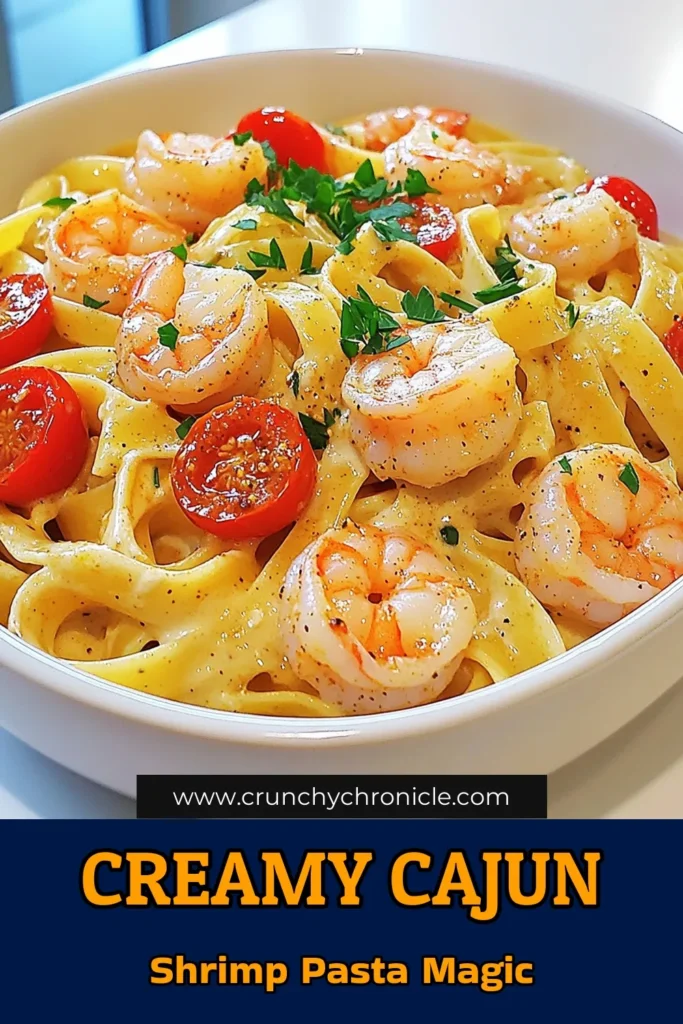 Savor the deliciousness of creamy Cajun shrimp pasta with this easy-to-follow recipe! This dish combines perfectly cooked fettuccine with juicy shrimp, a rich creamy sauce, and a kick of Cajun flavor that your taste buds will love. Ideal for a cozy dinner, this recipe is quick and satisfying. Click through to discover how to impress your family or guests with this mouthwatering meal! #CajunShrimpPasta #ShrimpRecipes #PastaDishes #ComfortFood