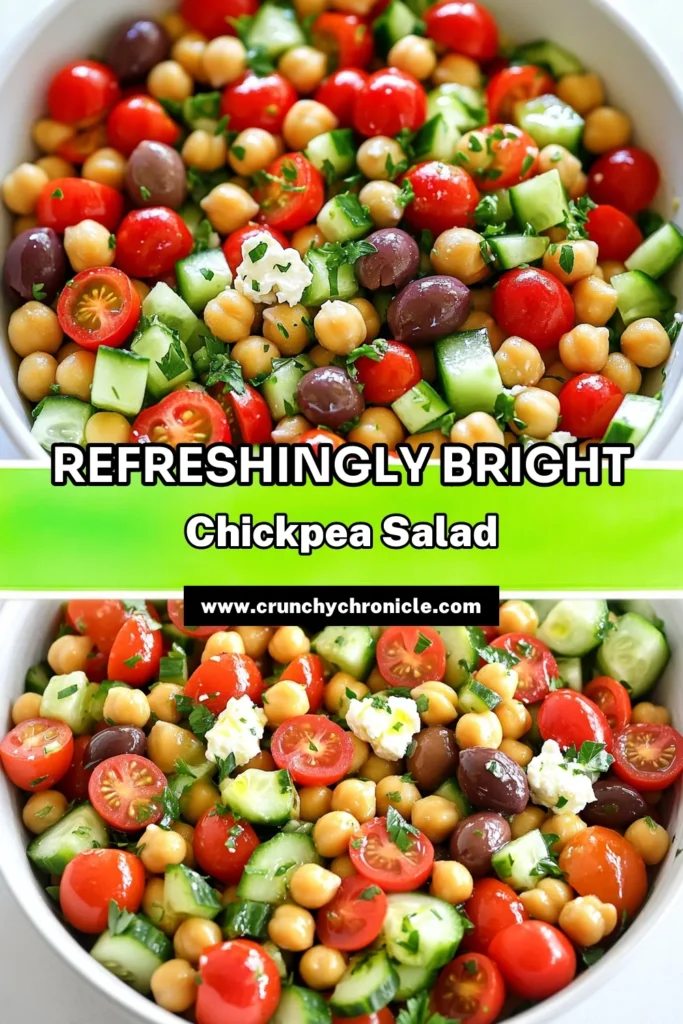 Discover the vibrant flavors of Mediterranean Chickpea Salad with this easy recipe! Packed with nutritious ingredients like chickpeas, cherry tomatoes, cucumber, and feta cheese, this salad is perfect for a light meal or appetizer. Whip it up in just 15 minutes and impress your friends and family! Ready to dive into this delicious dish? Click through to explore the full recipe and elevate your meal game! #MediterraneanSalad #ChickpeaRecipes #HealthyEating #QuickRecipes
