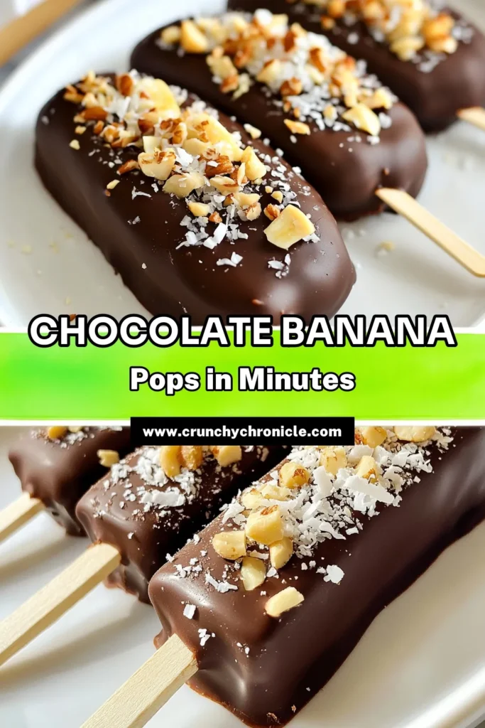Indulge in these delicious chocolate covered banana pops, a banana dessert recipe perfect for any occasion! These frozen banana treats are a fun and healthy chocolate snack that kids and adults will love. With simple ingredients and easy dessert recipes, you can create a refreshing treat that’s ready in just 1.5 hours. Try this today and enjoy a guilt-free dessert! Save this recipe now! #ChocolateCoveredBananaPops #HealthySnacks #FrozenTreats #DessertRecipes