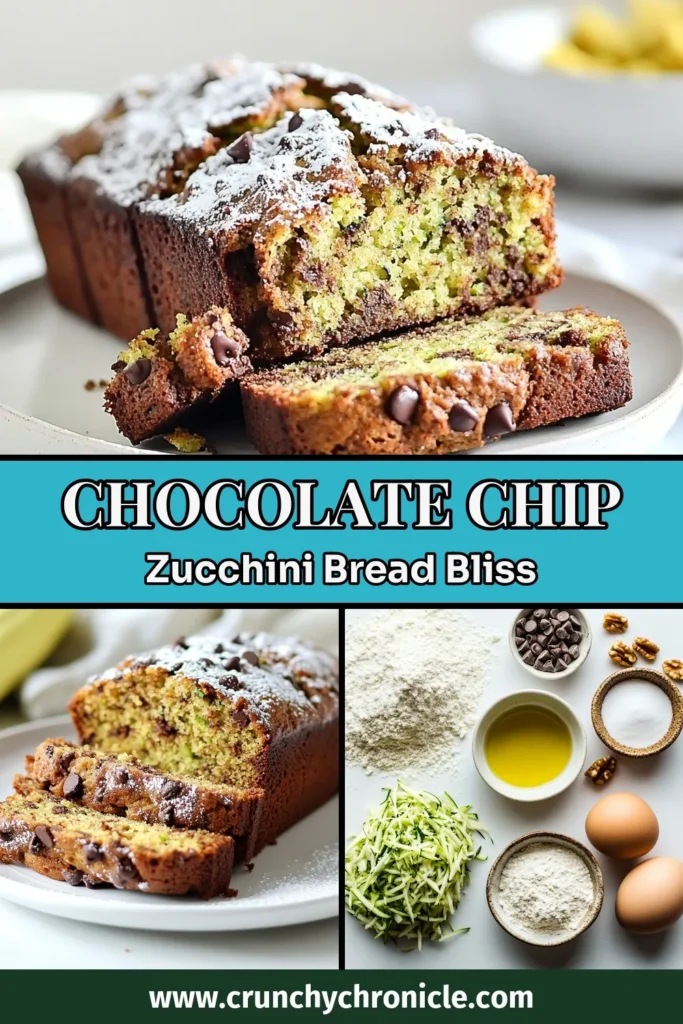 Indulge in this moist zucchini bread recipe with a twist! Our chocolate chip zucchini bread is easy to make and packed with flavor, making it the perfect treat for any occasion. This decadent chocolate zucchini bread combines healthy zucchini with rich chocolate, creating a deliciously satisfying snack. Try this healthy zucchini bread with chocolate today, and delight your taste buds! Save this recipe for later! #ChocolateChipZucchiniBread #EasyZucchiniBread #HealthyZucchiniBreadWithChocolate #DecadentChocolateZucchiniBread