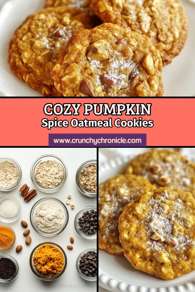 Indulge in the flavors of fall with these delicious pumpkin spice oatmeal cookies. This pumpkin cookies recipe blends wholesome oats and creamy pumpkin for a treat that's both healthy and satisfying. Perfect for fall baking, these oatmeal cookies with pumpkin are a must-try! Bake a batch today and savor the season. Don't miss out—save this recipe for your autumn baking! #PumpkinSpice #FallBaking #HealthyCookies #PumpkinCookiesRecipe