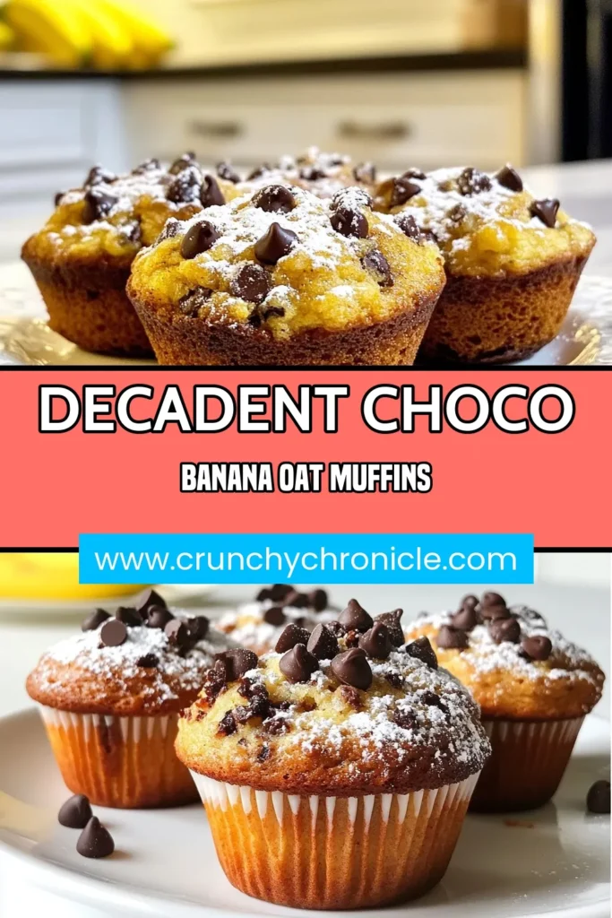 Discover the ultimate healthy snack with these delicious Choco-Banana Oat Muffins! Made with ripe bananas, rolled oats, and whole wheat flour, these oatmeal chocolate chip muffins are not only nutritious but also easy to make. This easy muffin recipe combines wholesome ingredients for perfect whole wheat banana muffins that everyone will love. Bake a batch today and enjoy warm for a tasty treat! Save this recipe for later! #ChocoBananaMuffins #HealthyMuffins #MuffinRecipe #BakingDelights