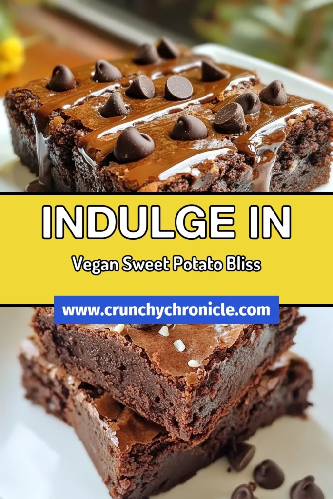 Indulge in these Vegan Sweet Potato Brownies, the perfect blend of healthy and delicious! These gluten-free brownies are not only easy to whip up but also packed with nutrients, making them an ideal dairy-free dessert recipe. Enjoy the rich taste of healthy chocolate brownies made with sweet potatoes and almond butter. Try this simple recipe for a guilt-free treat! Don't forget to save this for your next baking adventure! #VeganBrownies #HealthyDesserts #GlutenFree #EasyVeganBaking