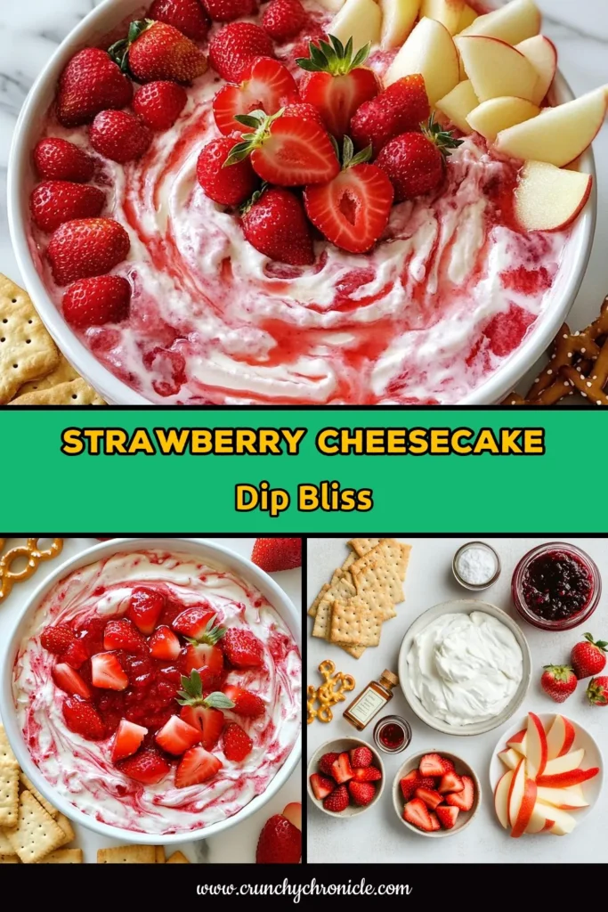 Looking for a delicious treat? Try this easy cheesecake dip recipe! This strawberry cheesecake dip combines cream cheese and fresh strawberries for a creamy, sweet delight. Perfect for parties or a quick snack, this no-bake strawberry dip is a crowd-pleaser. Serve it with graham crackers and fruit for the ultimate experience. Don't miss out on this strawberry dip recipe that everyone will love! Save it for later! #StrawberryCheesecakeDip #EasyCheesecakeDipRecipe #CreamCheeseFruitDip #NoBakeStrawberryDip