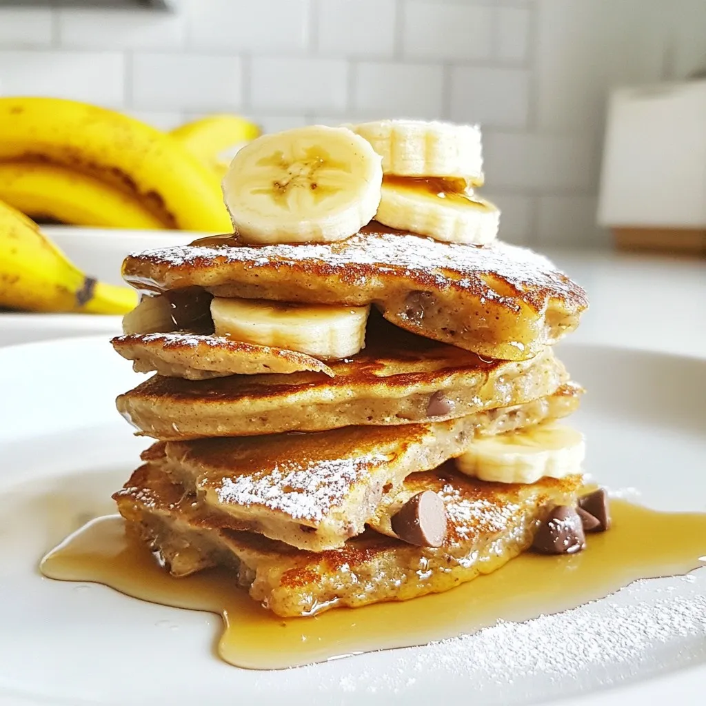 - 1 ripe banana, mashed - 1 cup all-purpose flour - 1 tablespoon baking powder - 1/2 teaspoon salt - 1 tablespoon granulated sugar - 1 cup milk (dairy or plant-based) - 1 large egg - 1 teaspoon vanilla extract - 1/2 cup semi-sweet chocolate chips - 2 tablespoons unsalted butter (for cooking) Gathering these ingredients is simple. Use one ripe banana to get that sweet flavor. All-purpose flour serves as your base. Baking powder makes the bites fluffy, while salt and sugar enhance the taste. You can choose any milk you like, whether dairy or plant-based. A large egg adds richness, and vanilla extract gives a lovely aroma. Semi-sweet chocolate chips add the fun touch. Finally, you'll need unsalted butter to cook the bites perfectly. With these ingredients, you’re set for a delicious treat. Each bite is packed with flavor and comfort. You can even mix and match some ingredients to suit your taste! {{ingredient_image_2}} - Step 1: Mash the ripe banana Start by peeling the ripe banana. Place it in a mixing bowl. Use a fork to mash it until smooth. Make sure there are no lumps left. - Step 2: Combine dry ingredients in a bowl In a new bowl, add the all-purpose flour, baking powder, salt, and sugar. Whisk these dry items together well. This helps them mix evenly. - Step 3: Mix wet ingredients and incorporate banana Go back to the bowl with the mashed banana. Add the milk, egg, and vanilla extract. Mix these wet ingredients until they are fully combined. - Step 4: Combine wet and dry ingredients Slowly add the dry mixture to the wet ingredients. Use a spatula to fold them together. It’s okay if some lumps stay in the batter. - Step 5: Stir in chocolate chips Now, gently mix in the semi-sweet chocolate chips. Make sure they spread evenly in the batter. - Step 6: Preheat skillet and prepare for cooking Heat a non-stick skillet over medium heat. Add the unsalted butter and let it melt. This will coat the skillet for even cooking. - Step 7: Drop batter onto skillet Use a tablespoon to drop small dollops of batter onto the skillet. Each dollop should be about the size of a silver dollar. Leave space between each bite. - Step 8: Cook until bubbles form and flip Cook the pancake bites for about 2 to 3 minutes. Watch for bubbles to form on the surface. Once you see them, it’s time to flip. - Step 9: Transfer to plate and repeat Carefully move the cooked pancake bites to a plate. Continue with the rest of the batter, adding more butter as needed. To get the best texture in your pancake bites, avoid over-mixing the batter. When you combine wet and dry ingredients, mix just until you see no dry flour. Some lumps are okay! This keeps your bites fluffy and light. Next, monitor the cooking temperature. If the pan is too hot, the outside can burn while the inside stays raw. Medium heat works best. Wait for small bubbles to form on the surface before flipping. This shows they are ready for a turn. When it’s time to serve, presentation matters. Stack your pancake bites on a plate to make them look great. Drizzle them with maple syrup or rich chocolate sauce for a sweet touch. Add thin slices of fresh banana on top. A light dusting of powdered sugar can make it even more appealing. For a perfect breakfast, serve with a side of fresh berries or yogurt. Pro Tips Choose the Right Banana: The riper the banana, the sweeter and more flavorful your pancake bites will be. Look for bananas with brown spots for the best taste! Don’t Over-Mix: When combining wet and dry ingredients, mix just until combined. A few lumps are okay; over-mixing can lead to tough pancakes. Heat Control is Key: Make sure your skillet is at the right temperature—medium heat is ideal. Too hot will burn the outside while leaving the inside raw. Experiment with Add-Ins: Feel free to add nuts, dried fruits, or even different types of chocolate to customize your pancake bites to your taste! {{image_4}} You can easily change the flavors of your pancake bites. Here are a couple of fun ideas: - Whole Wheat Flour or Gluten-Free Flour: You can use whole wheat flour for a nutty taste. It adds fiber, which is great for you. If you want a gluten-free option, try almond flour or a gluten-free blend. These flours can make your pancake bites light and fluffy. - Dark Chocolate Chips or Nuts: If you love chocolate, swap semi-sweet chips for dark chocolate chips. Dark chocolate has a rich taste and is a bit healthier. You can also add nuts like walnuts or pecans for a crunchy texture. They add healthy fats and extra flavor. Making these pancake bites fit your diet is simple. Here are some ways to adapt the recipe: - Vegan Adaptations: To make this dish vegan, replace the egg with a mashed banana or flaxseed meal mixed with water. For milk, use almond milk or oat milk. These swaps keep the flavor and texture while making it plant-based. - Sugar-Free Options: If you want to cut sugar, use a sweetener like stevia or erythritol. These options add sweetness without the calories. You can also skip the sugar altogether if your banana is very ripe; it will add enough natural sweetness. Feel free to experiment with these variations to find your perfect pancake bite! To keep your pancake bites fresh, place any leftovers in an airtight container. Store them in the refrigerator for up to three days. This helps avoid drying out and keeps the flavors intact. When you're ready to enjoy them again, simply reheat them. You can use a microwave or a skillet. For the microwave, heat for about 30 seconds. If using a skillet, warm them over low heat for a few minutes, flipping once. This will help restore their soft texture. If you want to save these delightful bites for later, freezing is a great option. Lay the cooled pancake bites on a baking sheet in a single layer. Freeze them for about an hour until firm. Then, transfer them to a freezer-safe bag or container. They will keep well for up to three months. When you're ready to eat, take out the desired amount. Thaw them in the refrigerator overnight for best results. For reheating, use your microwave or a skillet, just like before. This will make them taste fresh and delicious again. Yes, you can make these pancake bites ahead of time. Cook them and let them cool. Then, store them in an airtight container in the fridge. You can enjoy them later for breakfast or a snack. Just reheat them in a skillet or microwave. If you want to skip the egg, use a flaxseed meal. Mix one tablespoon of flaxseed meal with three tablespoons of water. Let it sit for five minutes until it thickens. You can also use unsweetened applesauce or mashed banana as a substitute. Look for small bubbles forming on the top of the pancake bites. This means they are ready to flip. Once flipped, cook until they turn golden brown. If the center feels firm when you press it, they are done. Absolutely! You can add nuts like walnuts or pecans to the batter. Berries such as blueberries or strawberries work well too. Just fold them in gently with the chocolate chips for added flavor and texture. This recipe for pancake bites is simple and fun. You learned how to mash bananas, mix wet and dry ingredients, and cook them perfectly. I shared tips for the best texture and creative serving ideas. You can explore variations to match your diet, like gluten-free options or vegan substitutions. Plus, storing leftovers is easy, so you can enjoy them later. Try these delicious pancake bites for breakfast or a snack. They're sure to please everyone!