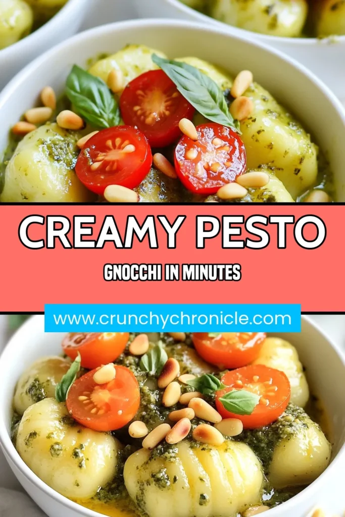 Savor the indulgence of creamy pesto gnocchi with this easy recipe! Perfect for busy nights, this basil pesto dish highlights the fluffy goodness of potato gnocchi. With a homemade easy pesto sauce, you'll elevate your creamy pasta recipes to a new level. Ready in just 25 minutes, this meal is a must-try! Click to discover how to create this delightful dish and impress your family. #CreamyPestoGnocchi #PotatoGnocchiRecipes #PastaRecipes #BasilPestoDish