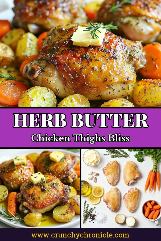 Discover the ultimate Herb Butter Chicken Thighs recipe that's perfect for any dinner! This Roasted Chicken Thighs Recipe features juicy, easy-to-make chicken with a crispy skin, infused with garlic and fresh herbs. Ideal for busy weeknights, these Garlic Herb Chicken Thighs are sure to impress. Try this delicious dish tonight and savor every bite! Don’t forget to save this recipe for later. #HerbButterChickenThighs #EasyHerbButterChicken #CrispyChickenThighs #RoastedChickenRecipe