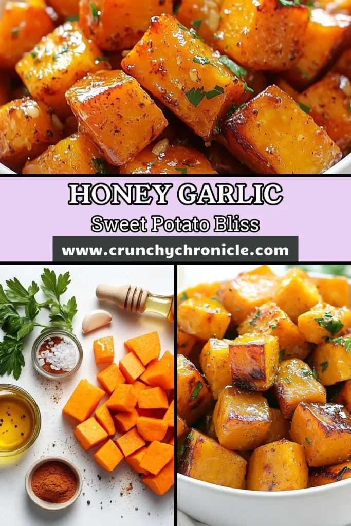 Discover the perfect blend of sweetness and savory with these honey garlic roasted sweet potatoes! This easy sweet potato recipe is a fantastic roasted sweet potato side dish that complements any meal. Enjoy a healthy take on sweet potatoes with this simple oven roasted sweet potatoes recipe. Ready in just 45 minutes, it's a must-try! Save this healthy sweet potato recipe for your next gathering! #SweetPotatoRecipes #HealthyEating #OvenRoasted #SideDishIdeas