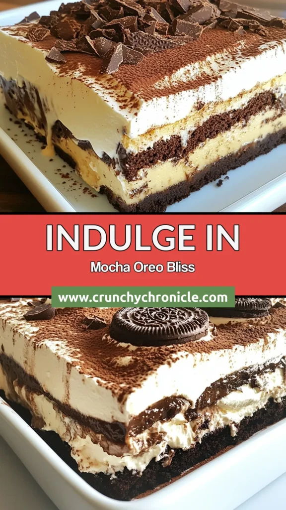 Indulge in the delightful Mocha Oreo Icebox Cake, a stunning no-bake Oreo dessert that's perfect for coffee lovers! This easy icebox cake features layers of coffee-soaked Oreos and a creamy mascarpone filling, making it a must-try coffee flavored cake recipe. Perfect for gatherings or a sweet treat at home! Try this delicious mascarpone dessert recipe today and impress your friends! Save for later! #MochaOreoIceboxCake #NoBakeDessert #CoffeeLovers #EasyRecipes